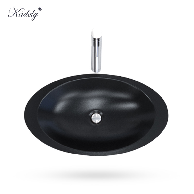 Kadelg Bathroom Sink Oval Shape Artificial Stone Basin 59.3 x 35.1 x 10.7 cm